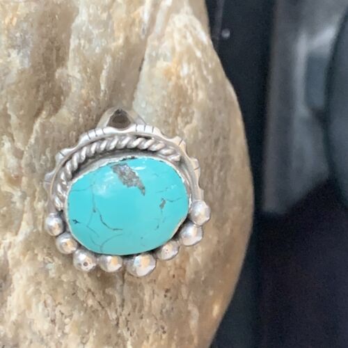 Navajo Blue Spiderweb Turquoise Ring | Sterling Silver | Sz 8.5 | Authentic Native American Handmade | 13527