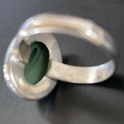 Navajo Natural Green Turquoise Ring | Sterling Silver | Sz 9 | Authentic Native American Handmade | 11437 - Masha USA