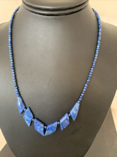 Navajo Blue Lapis Lazuli Minimalist Necklace | Sterling Silver | 18" | Authentic Native American Handmade | 01372
