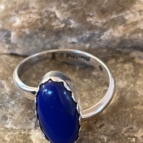 Native American Navajo Sterling Silver Navy Blue Lapis Ring | Sz 7 | 1131