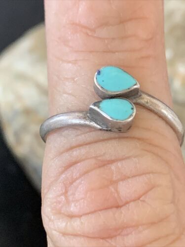 Southwestern Old Pawn Navajo Blue Turquoise Ring | Sterling Silver | Sz 5 | 10780