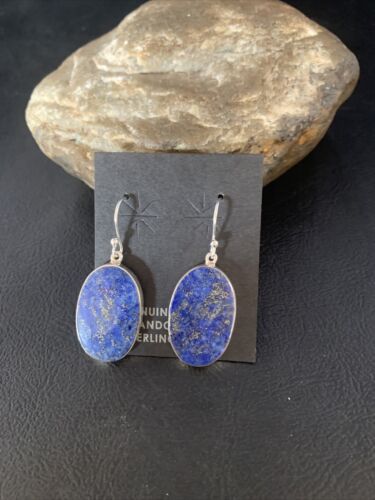 Native American Blue Lapis Lazuli Dangle Drop Earrings | Sterling Silver | 1" | 14090 - Masha USA