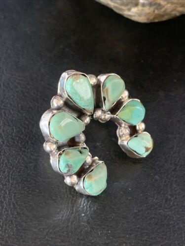 Navajo Green Turquoise Cluster Ring | Authentic Native American Sterling Silver | Multi-Stone | Sz 11 | 14092