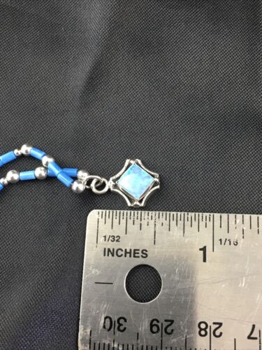 Children's Lapis Heishi Bead Necklace with Opal Pendant | Sterling Silver | 17" | 10126 - Masha USA