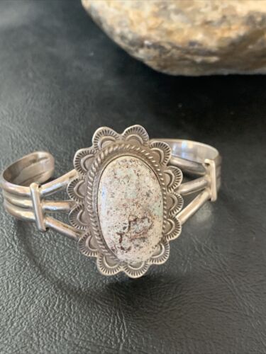 High Grade Dry Creek Turquoise Cuff Bracelet | Navajo Sterling Silver | Authentic Native American Handmade | 11704 - Masha USA