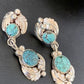Handmade Navajo Spiderweb Turquoise Dangle Earrings | Sterling Silver Post | Authentic Native American | 1482