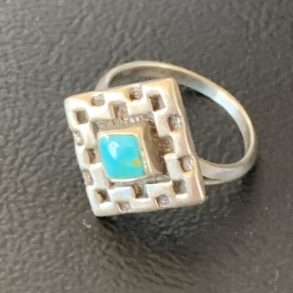 Navajo Blue Spiderweb Turquoise Inlay Ring | Sz 6.5 | Sterling Silver | Authentic Native American Handmade | 13172
