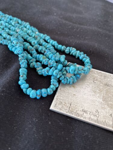 Navajo Kingman Turquoise 3 Strand Necklace | Sterling Silver | Authentic Native American Handmade | 1160