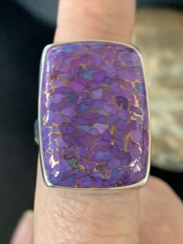 Adjustable Navajo Purple Mojave Turquoise Ring | Sterling Silver | Sz 9 | 11603