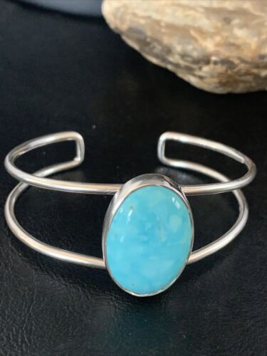Southwestern  Women's  Blue Larimar Cuff Bracelet | Sterling Silver | Handmade | 14068