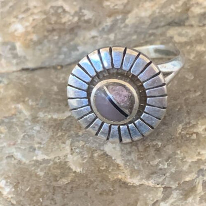 Native American Women's Navajo Purple Sugilite Pink Coral Inlay Ring | Sz 5.5 | 11174