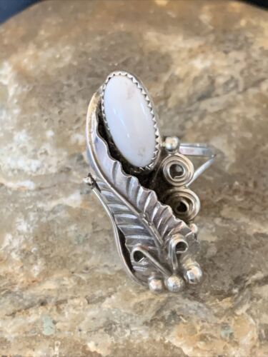 Navajo White Buffalo Turquoise Ring | Sterling Silver | Sz 9 | Authentic Native American Handmade | 12187