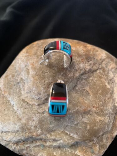 Navajo Sterling Necklace | Spiny Turquoise Multi-Stone Earrings Set | Handmade Jewelry 1028