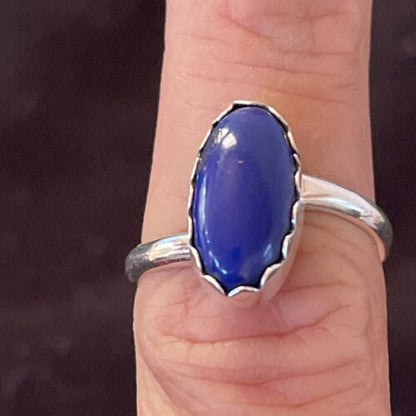 Native American Navajo Navy Blue Lapis Ring | Sterling Silver | Sz 6 | 1128