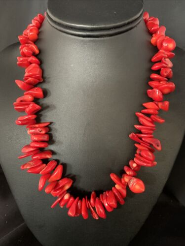 Navajo Bamboo Coral Strand Necklace | Sterling Silver | 18" | Authentic Native American Handmade | 13496