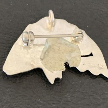 Navajo Green Gaspeite Fish Pin Pendant | Sterling Silver | Authentic Native American Handmade | 12130