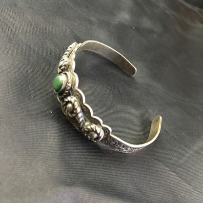 Southwestern Old Pawn Navajo Green Turquoise Bracelet | Sterling Silver | Authentic Native American Handmade | 1994