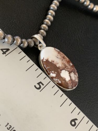 Men's Navajo Wild Horse Turquoise Pendant Necklace | Sterling Silver | Authentic Native American Handmade | 12818