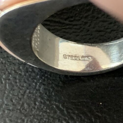 Navajo Pink Mother of Pearl Inlay Band Ring | Sz 8 | Authentic Native American Handmade | 12413