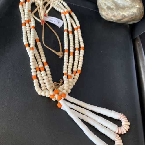 Native American Santo Domingo Shell Orange Spiny Oyster Bead Jacla Necklace | 30" | Handmade | 11991
