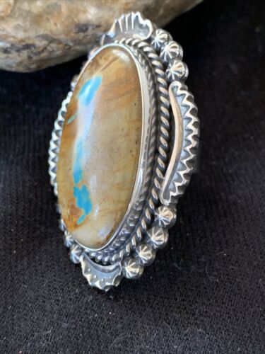 Navajo Blue Boulder Turquoise Ring | Sterling Silver | Sz 7 | Authentic Native American Handmade | 748