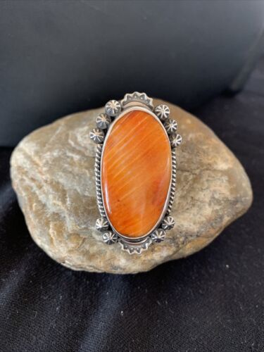Native American Men's Navajo Spiny Oyster Ring | Sterling Silver | Sz 7 | 00998