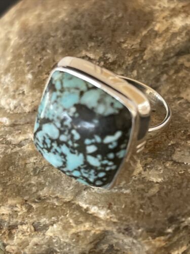 Navajo Blue Spiderweb Turquoise Ring | Sterling Silver | Sz 5 | Authentic Native American Handmade | 10305