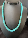 Authentic Native American Navajo Turquoise Heishi Necklace | Sterling Silver Graduated Navajo Pearls | 19" | 13214