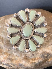 Navajo Green Turquoise Cluster Ring | Authentic Native American Sterling Silver | Multi-Stone | Sz 8 | 12193