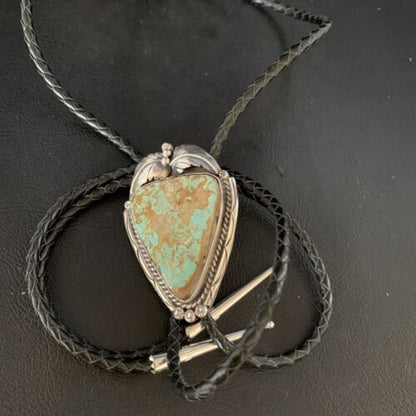 Southwestern Men's Bolo Tie | Blue #8 Turquoise | Sterling Silver | Navajo | 14112