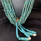 Men's XL Santo Domingo Blue Turquoise Shell Bead Jacla Necklace | 36" | 13187