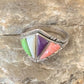 Navajo Multi-Color Gaspeite Sugilite Coral Mother of Pearl Inlay Ring | Sterling Silver | Sz 10.5 | 12397
