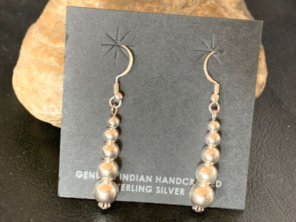 Southwestern Trending Sterling Silver Navajo Pearls Dangle Earrings | Authentic Native American Handmade | 13039