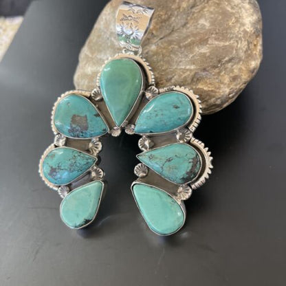 Navajo Pearls Naja Pendant Necklace | Multi-Stone Turquoise | Sterling Silver | Authentic Native American Handmade | 11354 - Masha USA