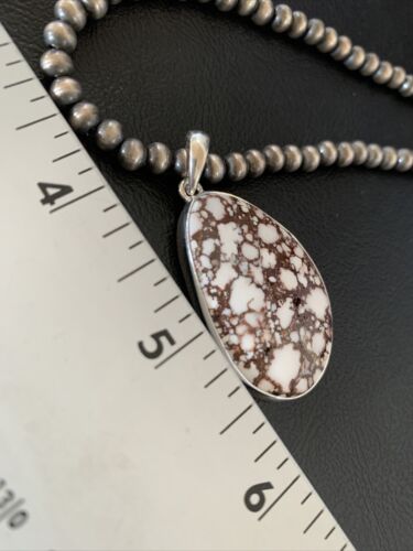 Men's Navajo Wild Horse Turquoise Pendant Necklace | Sterling Silver | Authentic Native American Handmade | 12816