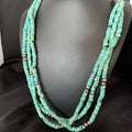 Southwestern Navajo 3-Strand Turquoise Heishi Necklace | Sterling Silver | 30" | 13155