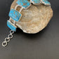 Navajo Blue Mojave Turquoise Link Bracelet | Sterling Silver | 8" | Authentic Native American Handmade | 11629