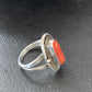 Native American Old Pawn Navajo Red Coral Ring | Sterling Silver | Sz 6 | 10368