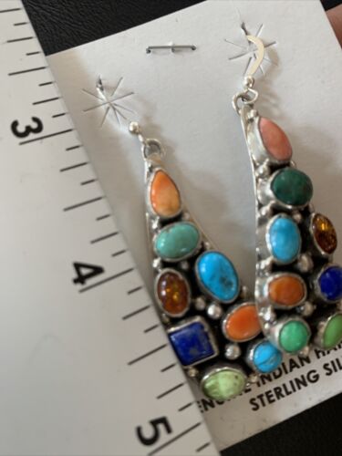 Navajo Multi-Color Turquoise Spiny Necklace & Earring Set | Sterling Silver | 2105