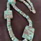 Native American Rustic Turquoise Nugget Heishi Bead Necklace | Sterling Silver | 22" | 1397