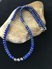 Native American Lapis Lazuli Strand Necklace | Sterling Silver | Men's 22" | 1739