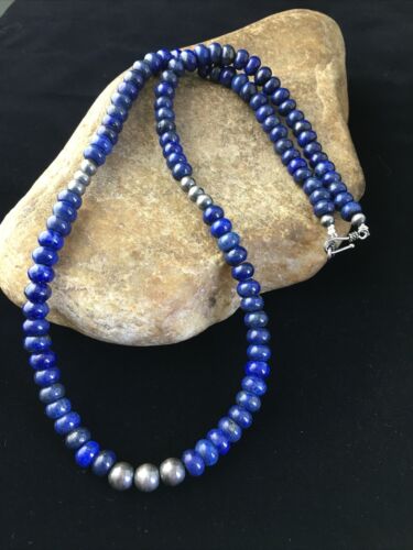 Native American Lapis Lazuli Strand Necklace | Sterling Silver | Men's 22" | 1739