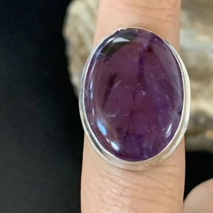 Southwestern Purple Amethyst Ring | Sterling Silver | Sz 8 | 12942