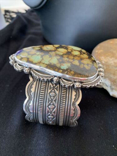Native American Men's Navajo Spiderweb Turquoise Cuff Bracelet | Sterling Silver | 1272