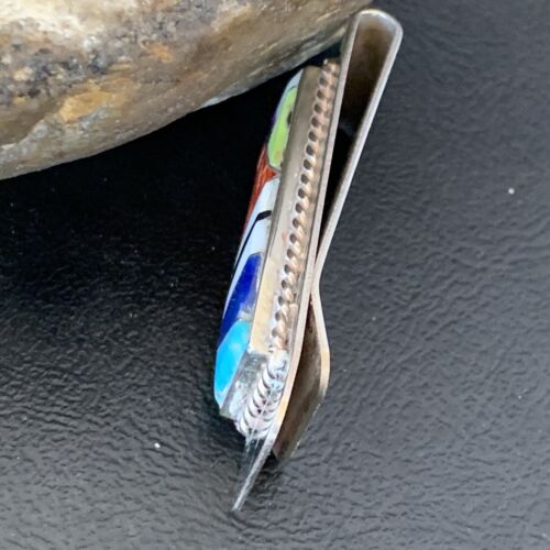 Men's Navajo Turquoise Money Clip | Sterling Silver Inlay | Authentic Native American Handmade | 11729