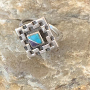 Native American Women's Navajo Blue Turquoise Sugilite Inlay Ring | Sz 6 | 11281