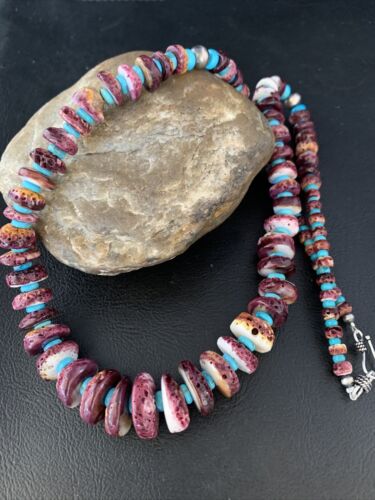 Navajo Purple Spiny Oyster Necklace | Sterling Silver | 24" | Authentic Native American Handmade | 13673