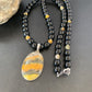 Men's Navajo Pearls Onyx Bumblebee Jasper Necklace Pendant | Sterling Silver | Native American Handmade | 10325