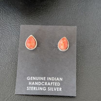 Navajo Spiny Oyster Earrings | Sterling Silver | Minimalist Native American Handmade | 12832