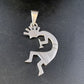 Navajo Kokopelli Pendant | Stamped Sterling Silver | 2.25" | Authentic Native American Handmade | 13682